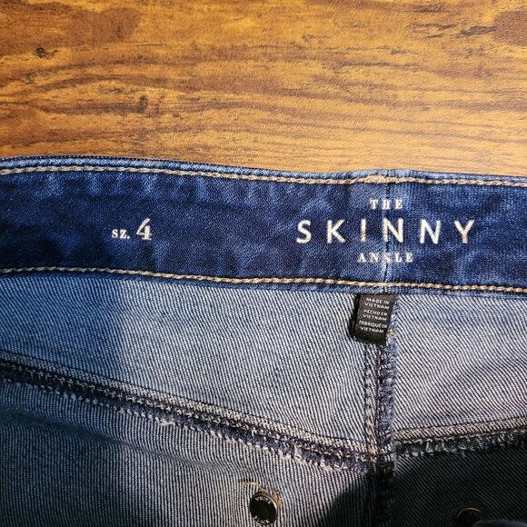 WHBM Jeans Size 4 The Skinny Ankle Cargo Zip Mid Rise Dark Wash Stretch Denim - Picture 3 of 10